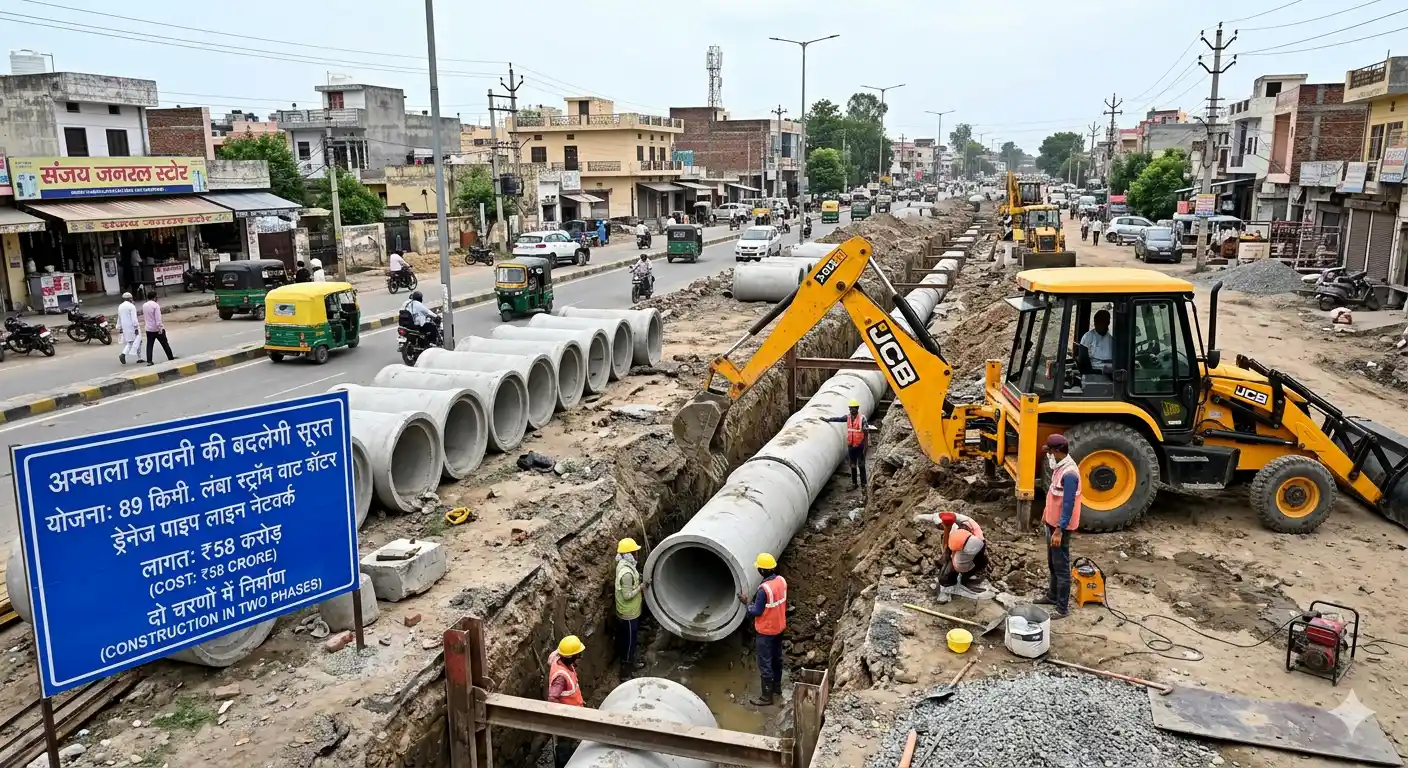 अम्बाला छावनी की बदलेगी सूरत : दो चरणों में 58 करोड़ रुपए से बिछेगा 89 किमी. लंबा स्ट्रॉम वॉटर ड्रेनेज पाइप लाइन नेटवर्क