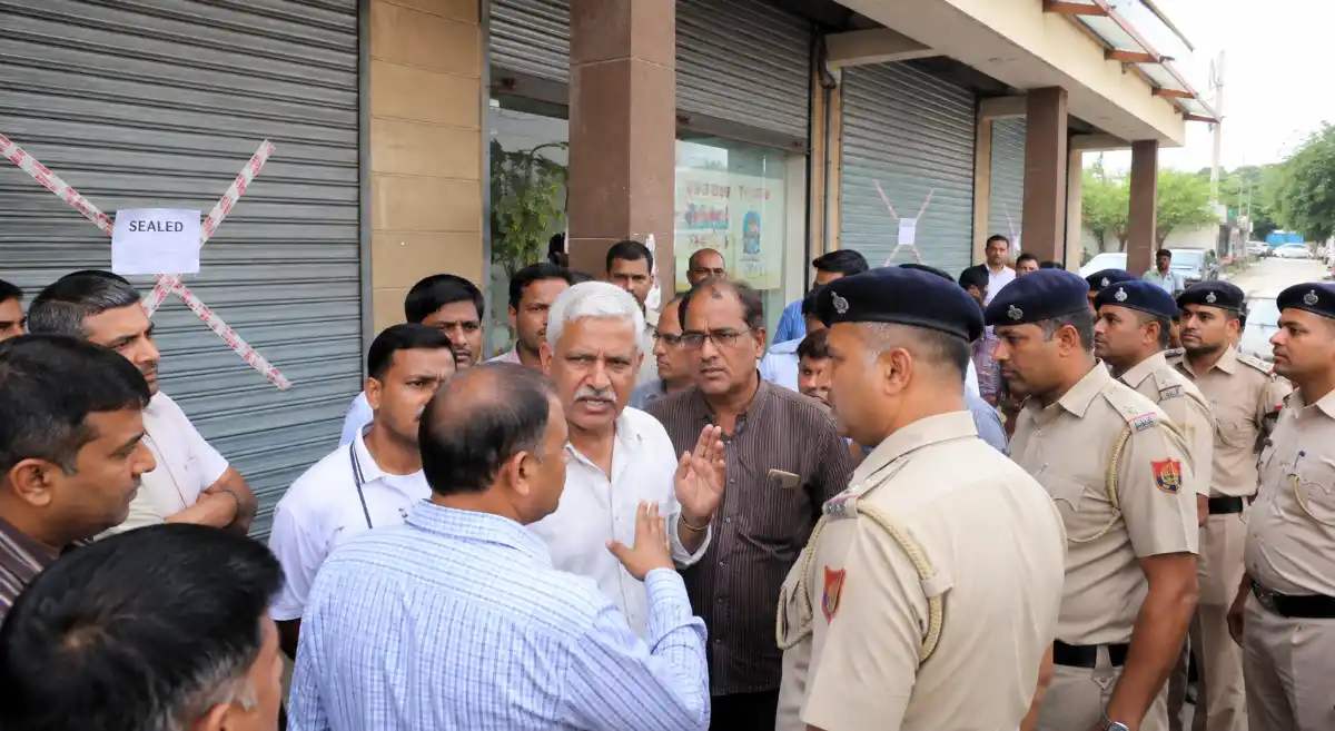 फरीदाबाद में डीटीपी की सीलिंग कार्रवाई के दौरान हंगामा: पूर्व SI ने कार्रवाई का किया विरोध, 9 यूनिट सील; पुलिस पर सहयोग न करने का आरोप