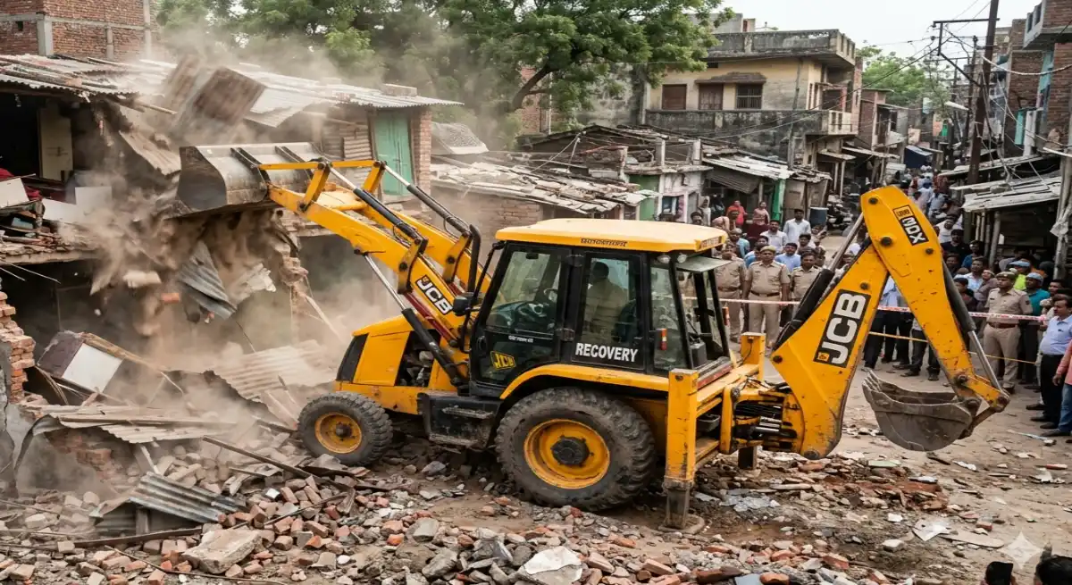 कुख्यात गैंगस्टर कौशल गिरोह के गुर्गों द्वारा कब्जाई गई सरकारी जमीन पर चला पीला पंजा