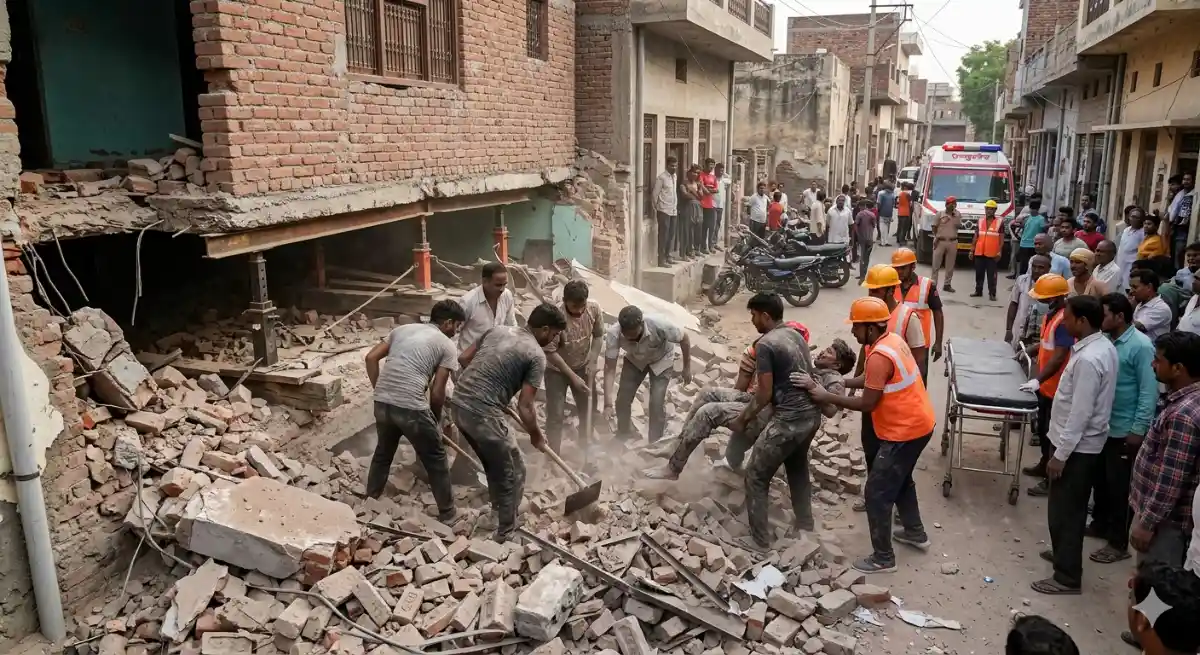 सिरसा में मकान लिफ्टिंग के दौरान ढही दीवार, मलबे में दबे 3 मजदूर, एक की मौत, दो अस्पताल में भर्ती